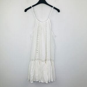 Boho Me Women's Medium Tank Dress White Embroidered Eyelet Tunic Cover Up NWT B7